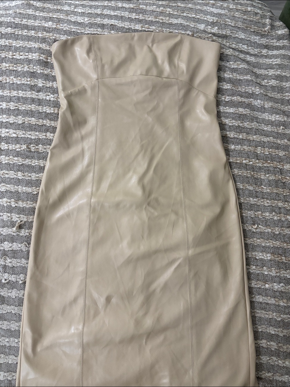 Zara faux leather strapless 
BLOGGERS FAVORITE
 Cream Midi Dress Size M NWOT - Picture 3 of 15